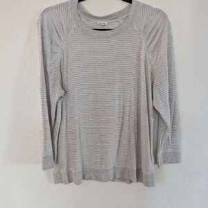 Haven Well Within Grey Stripped Ruched Lounge Pillover Sweater Cozy Cottagecore